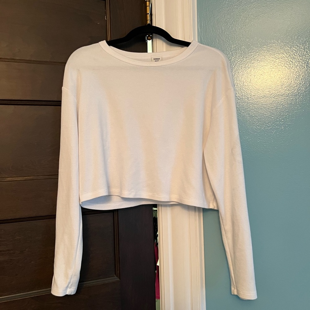 Aritzia Sunday Best waffle knit cropped long sleeve